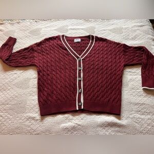 Old Navy Burgundy Cable Knit Cardigan